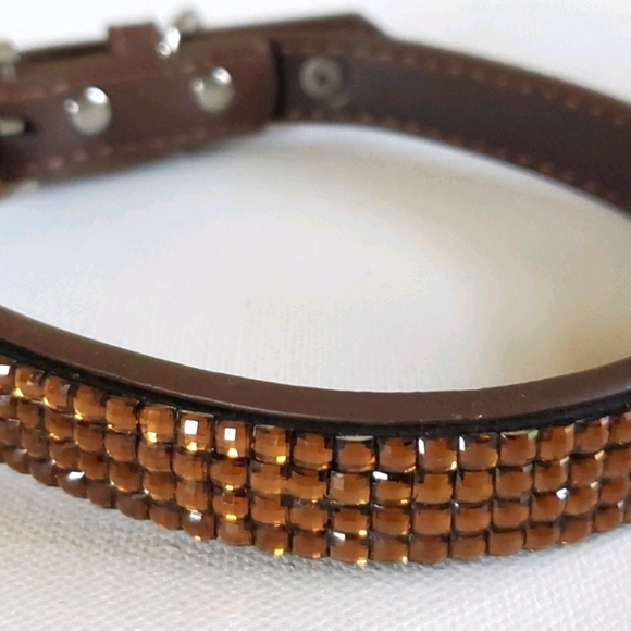Dog Collar AKC Brown on Brown Bling - Picture 3 of 14